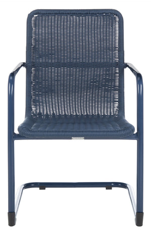 Safavieh HUTTON Chair in Navy - Modern Outdoor Easy Chair with Vintage Charm for Stylish Patios & Decks PAT4040A-SET2