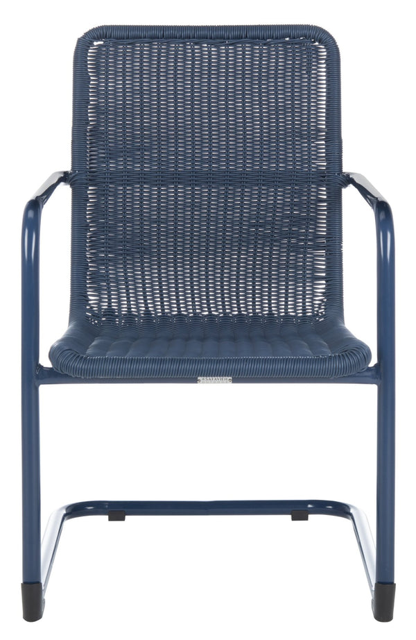 Safavieh HUTTON Chair in Navy - Modern Outdoor Easy Chair with Vintage Charm for Stylish Patios & Decks PAT4040A-SET2