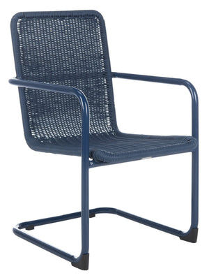 Safavieh HUTTON Chair in Navy - Modern Outdoor Easy Chair with Vintage Charm for Stylish Patios & Decks PAT4040A-SET2