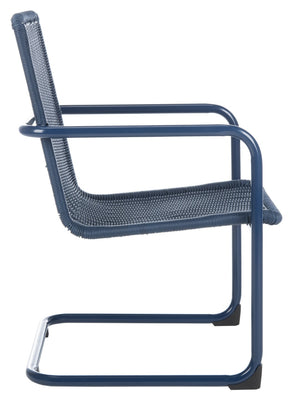 Safavieh HUTTON Chair in Navy - Modern Outdoor Easy Chair with Vintage Charm for Stylish Patios & Decks PAT4040A-SET2