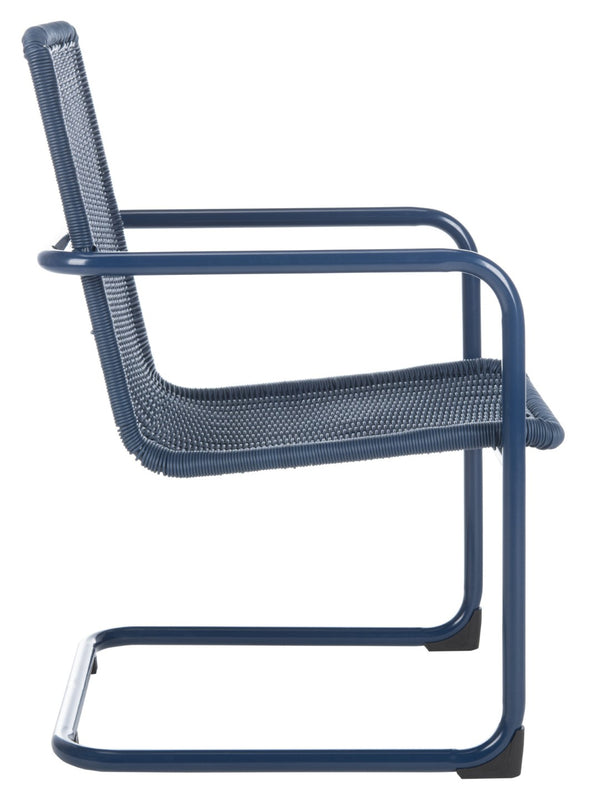 Safavieh HUTTON Chair in Navy - Modern Outdoor Easy Chair with Vintage Charm for Stylish Patios & Decks PAT4040A-SET2