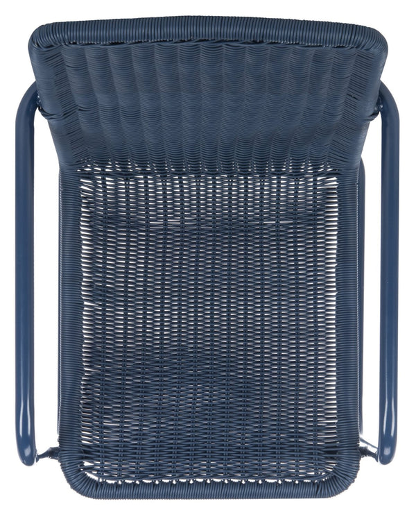 Safavieh HUTTON Chair in Navy - Modern Outdoor Easy Chair with Vintage Charm for Stylish Patios & Decks PAT4040A-SET2