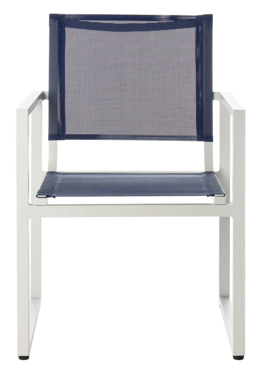 Safavieh NEVAL Chair - Modern White Base with Navy Textilene Seat for Stylish Outdoor Living Spaces PAT4041A-SET2