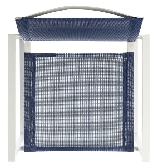 Safavieh NEVAL Chair - Modern White Base with Navy Textilene Seat for Stylish Outdoor Living Spaces PAT4041A-SET2