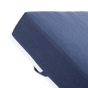 Safavieh YVES Weather-Ready Sun Lounger with Adjustable Backrest - Coastal Style, Navy Cushion & White Base PAT4042A