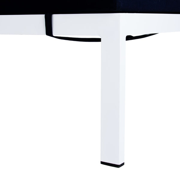 Safavieh YVES Weather-Ready Sun Lounger with Adjustable Backrest - Coastal Style, Navy Cushion & White Base PAT4042A