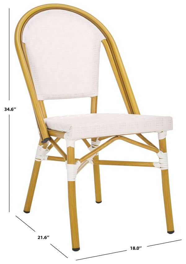 Safavieh Lydia Bistro Chair Set Of 2 - Elegant White & Bamboo Finish For Stylish Outdoor Dining Comfort White 75% Aluminum 25% Plastic Wicker Pat4044a-set2