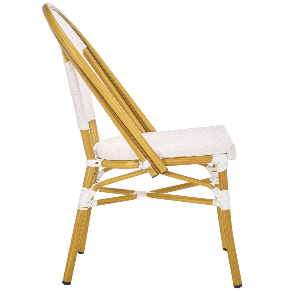 Safavieh Lydia Bistro Chair Set Of 2 - Elegant White & Bamboo Finish For Stylish Outdoor Dining Comfort White 75% Aluminum 25% Plastic Wicker Pat4044a-set2