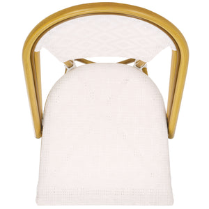 Safavieh Lydia Bistro Chair Set Of 2 - Elegant White & Bamboo Finish For Stylish Outdoor Dining Comfort White 75% Aluminum 25% Plastic Wicker Pat4044a-set2