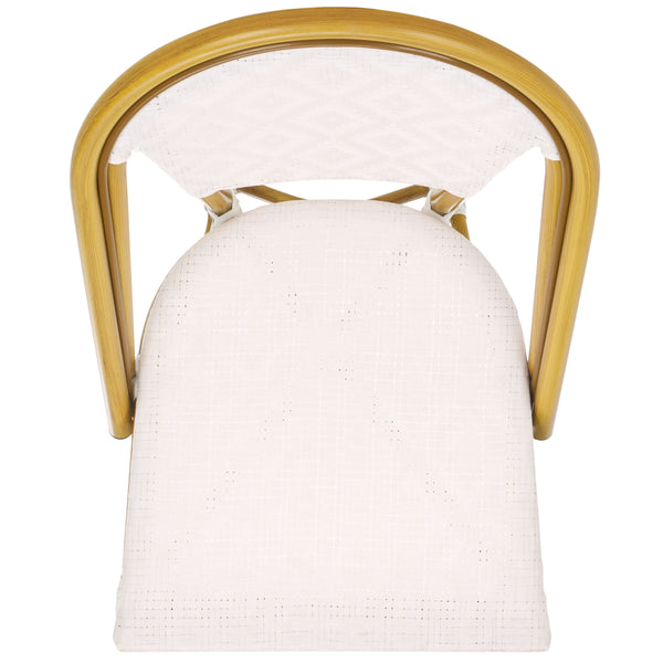 Safavieh Lydia Bistro Chair Set Of 2 - Elegant White & Bamboo Finish For Stylish Outdoor Dining Comfort White 75% Aluminum 25% Plastic Wicker Pat4044a-set2