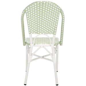 Safavieh Oliver Bistro Chair Set Of 2 - Stylish Green & White Outdoor Seating For Garden & Patio Use Green ,White 75% Aluminum 25% Plastic Wicker Pat4045a-set2