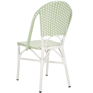 Safavieh Oliver Bistro Chair Set Of 2 - Stylish Green & White Outdoor Seating For Garden & Patio Use Green ,White 75% Aluminum 25% Plastic Wicker Pat4045a-set2