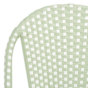 Safavieh Oliver Bistro Chair Set Of 2 - Stylish Green & White Outdoor Seating For Garden & Patio Use Green ,White 75% Aluminum 25% Plastic Wicker Pat4045a-set2