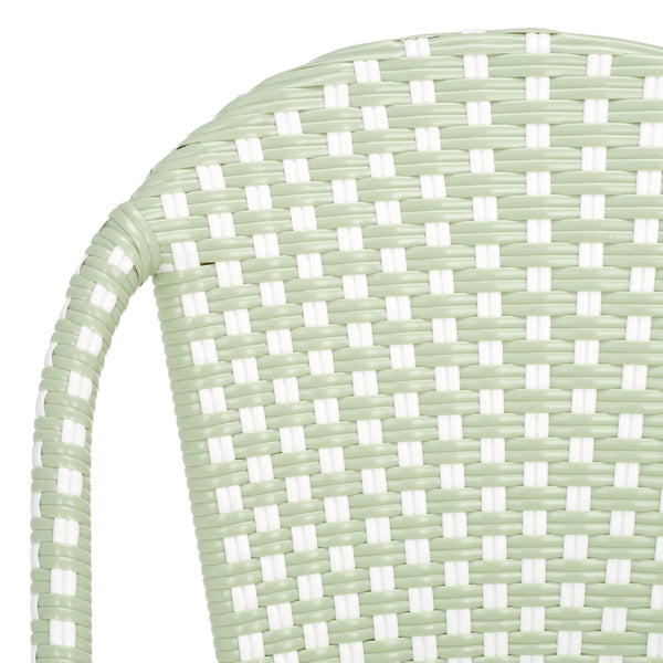 Safavieh Oliver Bistro Chair Set Of 2 - Stylish Green & White Outdoor Seating For Garden & Patio Use Green ,White 75% Aluminum 25% Plastic Wicker Pat4045a-set2
