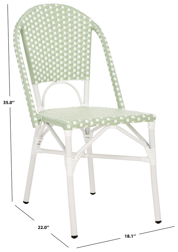 Safavieh Oliver Bistro Chair Set Of 2 - Stylish Green & White Outdoor Seating For Garden & Patio Use Green ,White 75% Aluminum 25% Plastic Wicker Pat4045a-set2