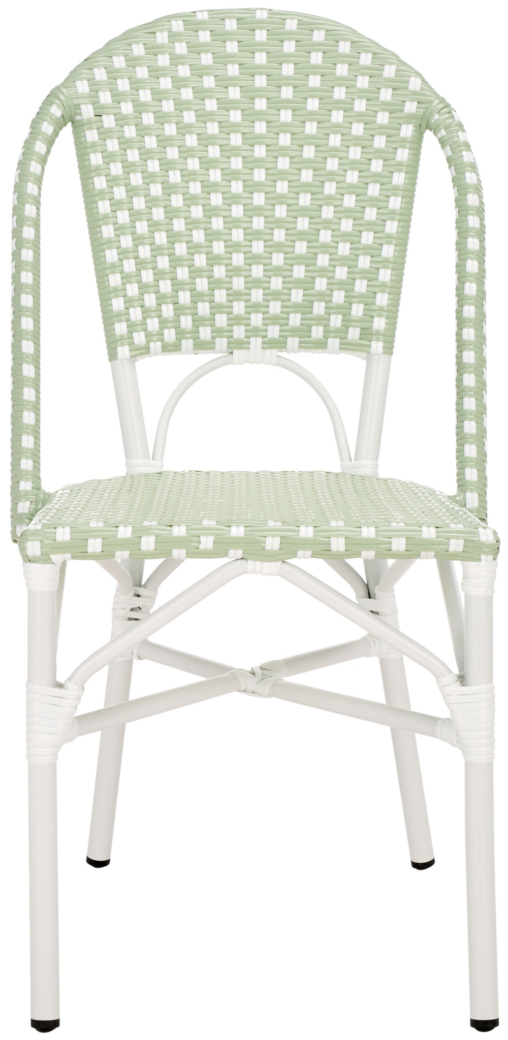 Safavieh Oliver Bistro Chair Set Of 2 - Stylish Green & White Outdoor Seating For Garden & Patio Use Green ,White 75% Aluminum 25% Plastic Wicker Pat4045a-set2