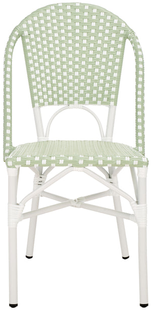 Safavieh Oliver Bistro Chair Set Of 2 - Stylish Green & White Outdoor Seating For Garden & Patio Use Green ,White 75% Aluminum 25% Plastic Wicker Pat4045a-set2