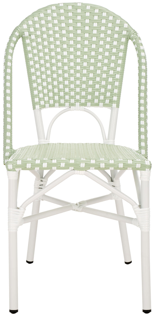Safavieh Oliver Bistro Chair Set Of 2 - Stylish Green & White Outdoor Seating For Garden & Patio Use Green ,White 75% Aluminum 25% Plastic Wicker Pat4045a-set2