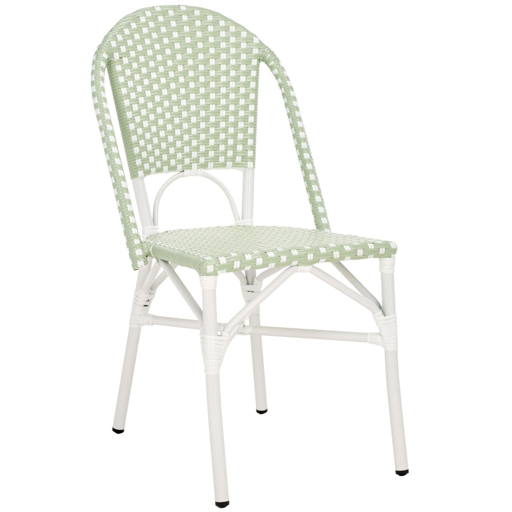 Safavieh OLIVER Bistro Chair Set of 2 – Stylish Green & White Outdoor Seating for Casual Dining & Relaxation PAT4045A-SET2