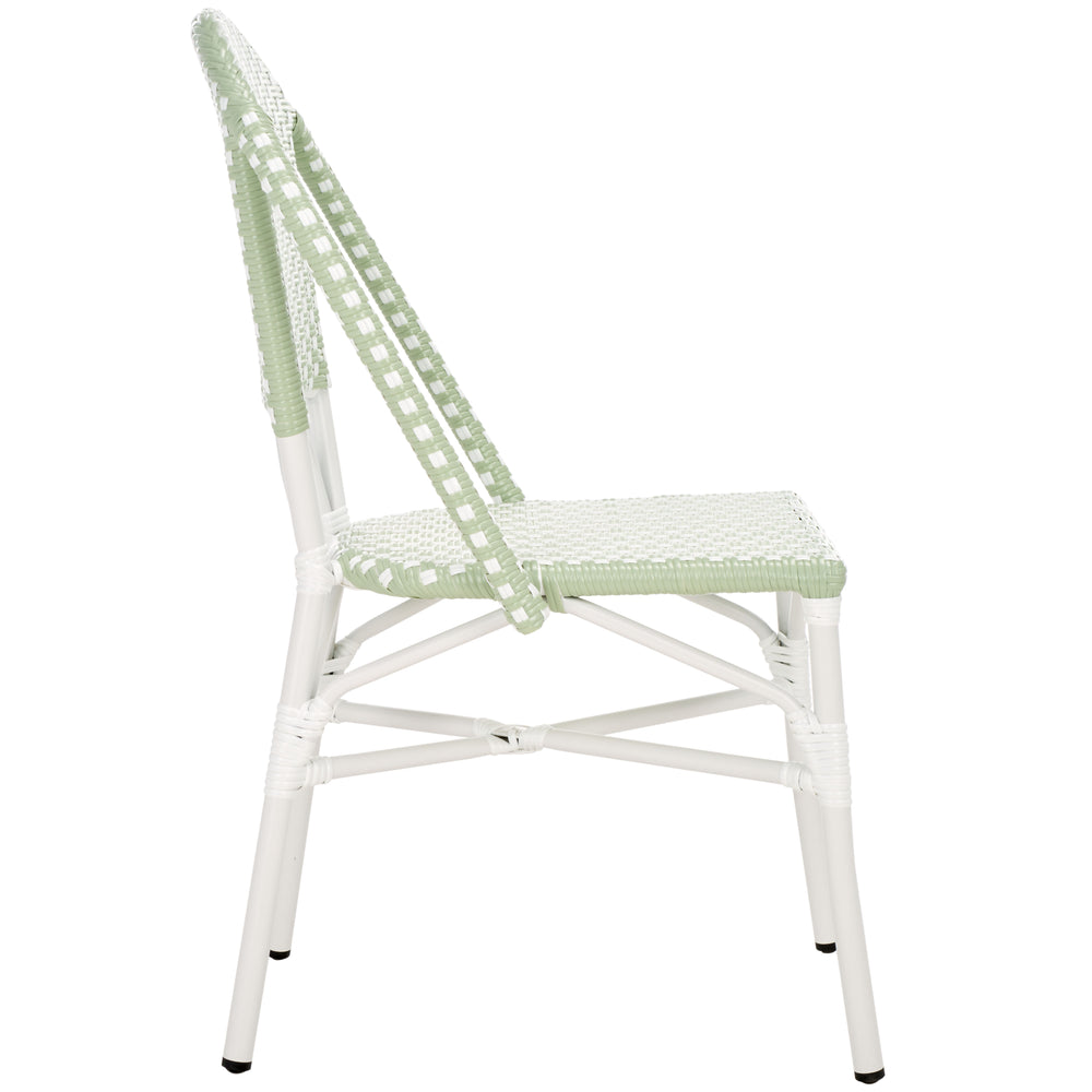 Safavieh Oliver Bistro Chair Set Of 2 - Stylish Green & White Outdoor Seating For Garden & Patio Use Green ,White 75% Aluminum 25% Plastic Wicker Pat4045a-set2