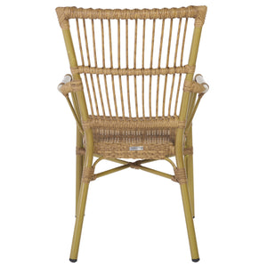 Safavieh Bora Armchair Set Of 2 - Elegant Natural Frame & Bamboo Seats For Luxurious Outdoor Comfort Natural 75% Aluminum 25% Plastic Wicker Pat4046a-set2