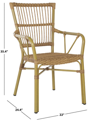 Safavieh Bora Armchair Set Of 2 - Elegant Natural Frame & Bamboo Seats For Luxurious Outdoor Comfort Natural 75% Aluminum 25% Plastic Wicker Pat4046a-set2
