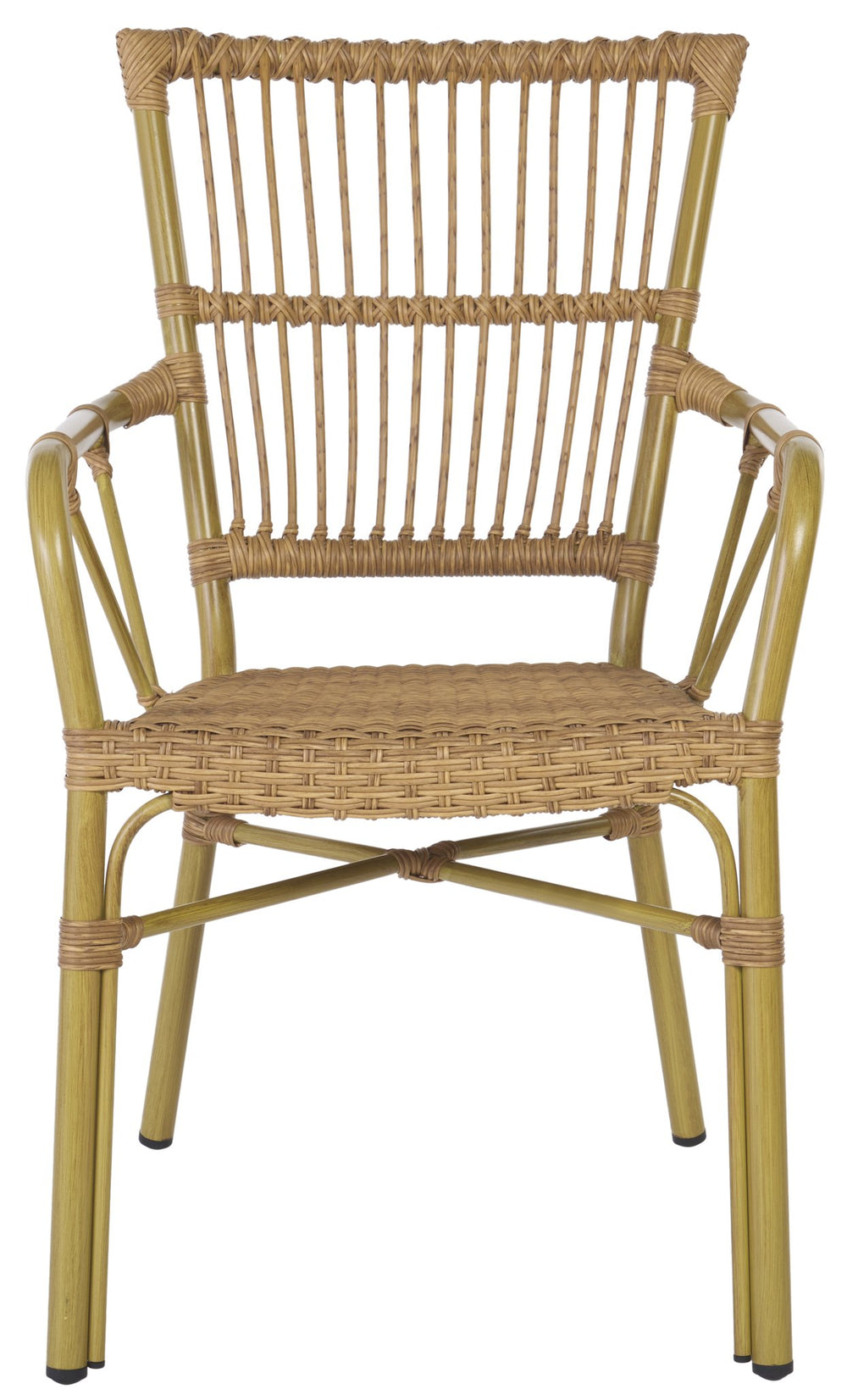 Safavieh Bora Armchair Set Of 2 - Elegant Natural Frame & Bamboo Seats For Luxurious Outdoor Comfort Natural 75% Aluminum 25% Plastic Wicker Pat4046a-set2