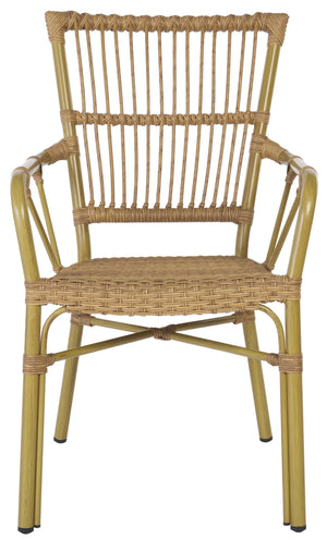 Safavieh Bora Armchair Set Of 2 - Elegant Natural Frame & Bamboo Seats For Luxurious Outdoor Comfort Natural 75% Aluminum 25% Plastic Wicker Pat4046a-set2