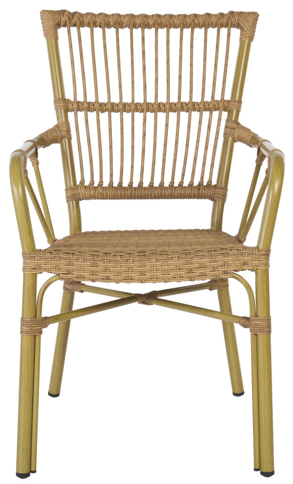 Safavieh Bora Armchair Set Of 2 - Elegant Natural Frame & Bamboo Seats For Luxurious Outdoor Comfort Natural 75% Aluminum 25% Plastic Wicker Pat4046a-set2