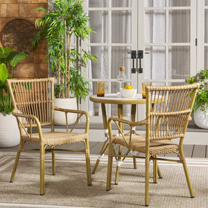 Safavieh Bora Armchair Set Of 2 - Elegant Natural Frame & Bamboo Seats For Luxurious Outdoor Comfort Natural 75% Aluminum 25% Plastic Wicker Pat4046a-set2