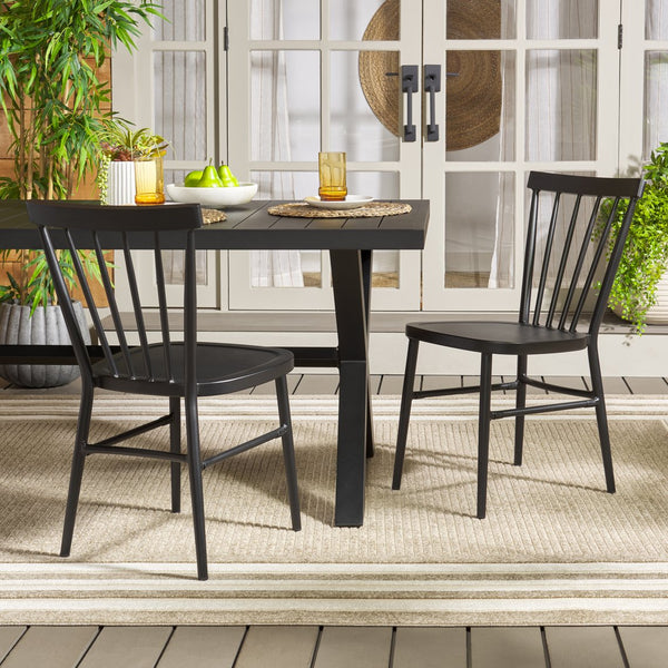 Safavieh Core Spindle Chair Set Of 2 - Elevate Your Outdoor Space With Sleek Design And Durability Today! Black 75% Aluminum 25% Plastic Wicker Pat4047a-set2