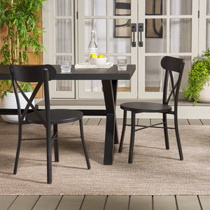 Safavieh Core Cross Back Chair Set Of 2 – Stylish, Durable Outdoor Seating For Elegant Patio Decor Black 75% Aluminum 25% Plastic Wicker Pat4048a-set2