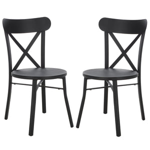 Safavieh Core Cross Back Chair Set Of 2 – Stylish, Durable Outdoor Seating For Elegant Patio Decor Black 75% Aluminum 25% Plastic Wicker Pat4048a-set2