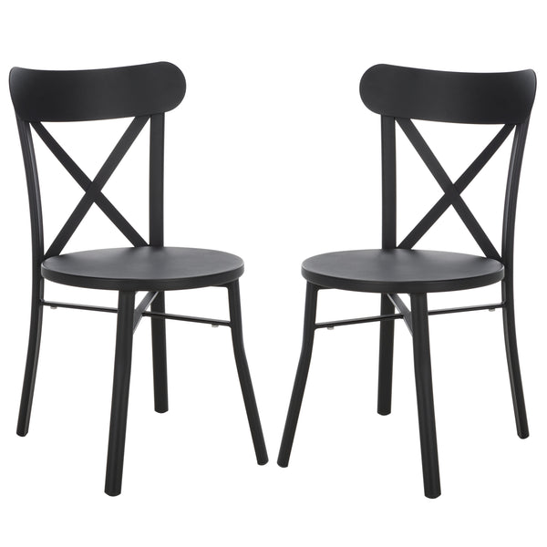 Safavieh Core Cross Back Chair Set Of 2 – Stylish, Durable Outdoor Seating For Elegant Patio Decor Black 75% Aluminum 25% Plastic Wicker Pat4048a-set2