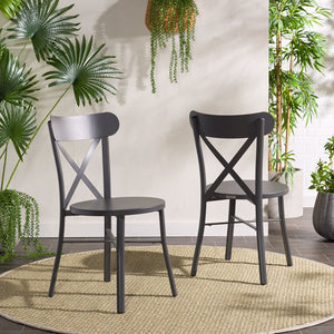 Safavieh Core Cross Back Chair Set Of 2 – Stylish, Durable Outdoor Seating For Elegant Patio Decor Grey 75% Aluminum 25% Plastic Wicker Pat4048b-set2