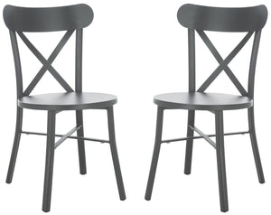 Safavieh CORE Cross Back Chair Set of 2 - Elegant Outdoor Seating for Patios, Gardens, and Balconies Grey PAT4048B-SET2