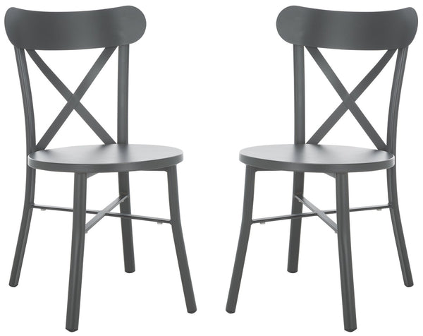 Safavieh CORE Cross Back Chair Set of 2 - Elegant Outdoor Seating for Patios, Gardens, and Balconies Grey PAT4048B-SET2