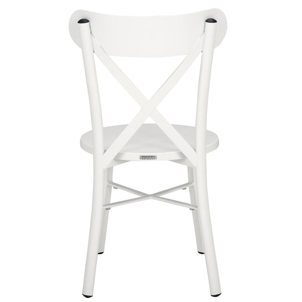 Safavieh CORE Cross Back Chair Set of 2 - Elegant Outdoor Seating for Patios, Gardens, and Balconies White PAT4048C-SET2