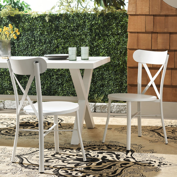 Safavieh Core Cross Back Chair Set Of 2 – Stylish, Durable Outdoor Seating For Elegant Patio Decor White 75% Aluminum 25% Plastic Wicker Pat4048c-set2