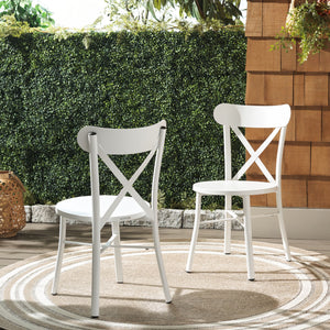 Safavieh Core Cross Back Chair Set Of 2 – Stylish, Durable Outdoor Seating For Elegant Patio Decor White 75% Aluminum 25% Plastic Wicker Pat4048c-set2
