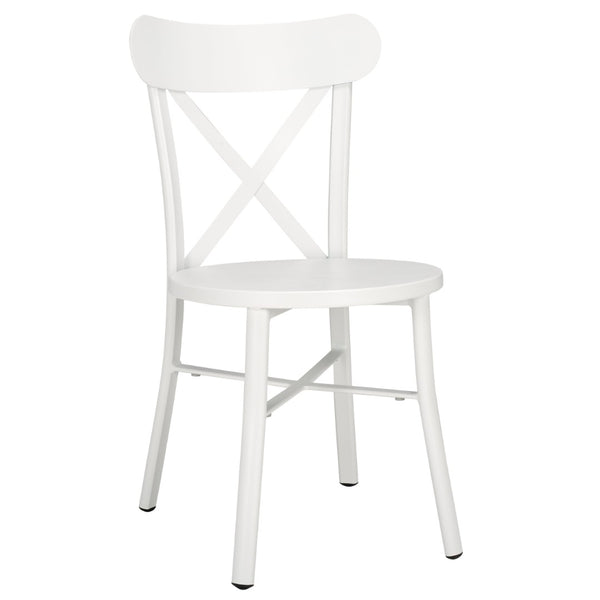 Safavieh CORE Cross Back Chair Set of 2 - Elegant Outdoor Seating for Patios, Gardens, and Balconies White PAT4048C-SET2