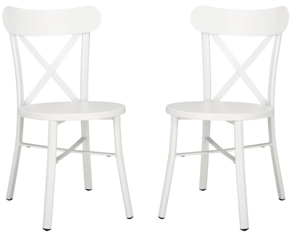 Safavieh CORE Cross Back Chair Set of 2 - Elegant Outdoor Seating for Patios, Gardens, and Balconies White PAT4048C-SET2