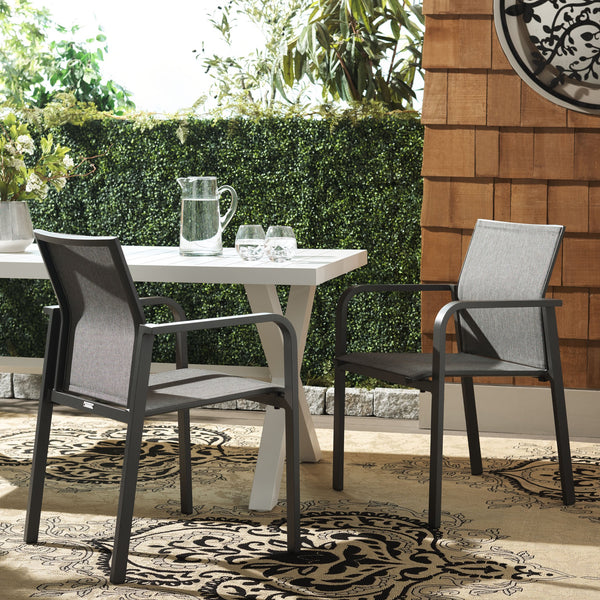 Safavieh Dexter Armchair Set Of 2 - Modern Outdoor Seating For Stylish Comfort And Durability In Any Space Grey 75% Aluminum 25% Plastic Wicker Pat4049b-set2