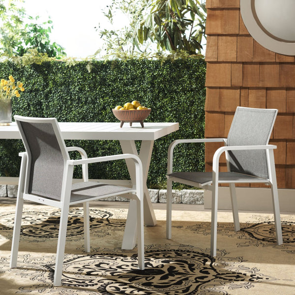 Safavieh DEXTER Armchair Set of 2 - Stylish, Durable Seating for Indoor and Outdoor Spaces, Modern Design White PAT4049C-SET2