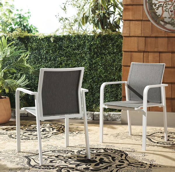 Safavieh Dexter Armchair Set Of 2 - Modern Outdoor Seating For Stylish Comfort And Durability In Any Space White 75% Aluminum 25% Plastic Wicker Pat4049c-set2