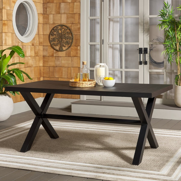 Safavieh CORE Dining Table - Modern Outdoor Centerpiece with Durable Design for Effortless Entertaining Black PAT4053A