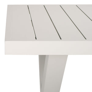 Safavieh Core Dining Table Outdoor - Elegant White Aluminum For Stylish Al Fresco Dining & Lasting Durability White 75% Aluminum 25% Plastic Wicker Pat4053c