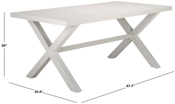 Safavieh Core Dining Table Outdoor - Elegant White Aluminum For Stylish Al Fresco Dining & Lasting Durability White 75% Aluminum 25% Plastic Wicker Pat4053c