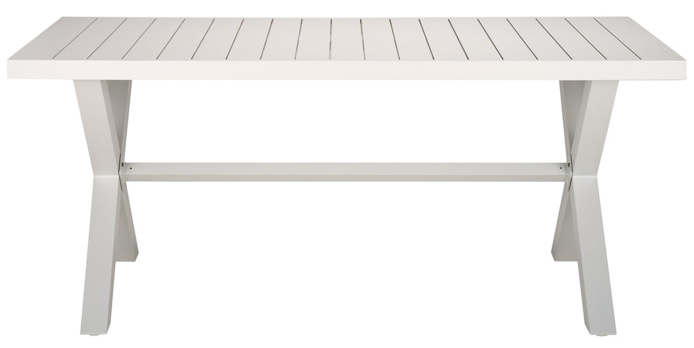 Safavieh Core Dining Table Outdoor - Elegant White Aluminum For Stylish Al Fresco Dining & Lasting Durability White 75% Aluminum 25% Plastic Wicker Pat4053c