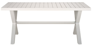 Safavieh Core Dining Table Outdoor - Elegant White Aluminum For Stylish Al Fresco Dining & Lasting Durability White 75% Aluminum 25% Plastic Wicker Pat4053c